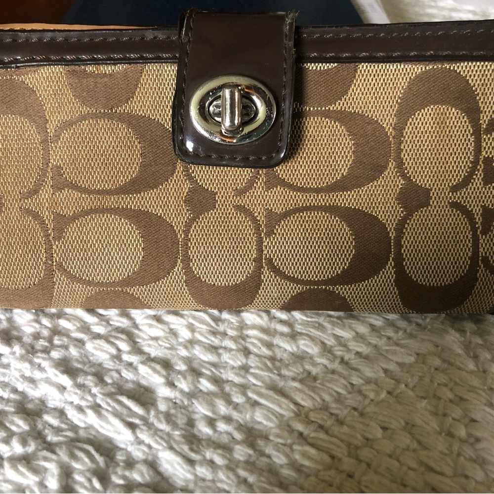 Coach Tan and Brown Signature Wallet